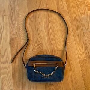Michael Kors Denim and Tan Crossbody Bag